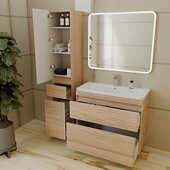 Style Line Мебель для ванной напольная Атлантика 90, Люкс ясень перламутр, PLUS – фотография-3